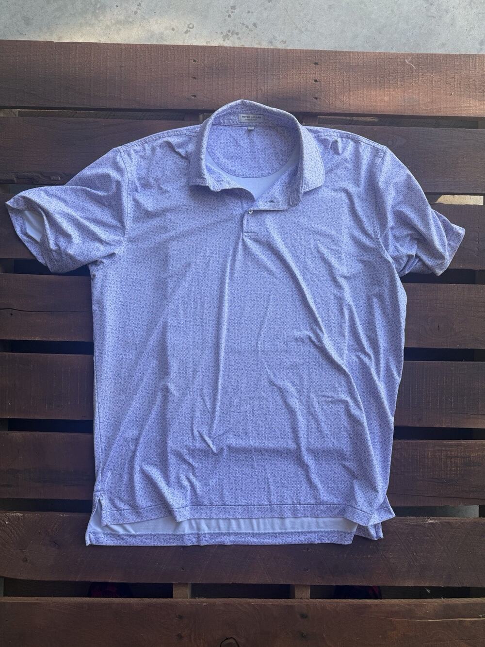 Peter Millar Summer Comfort Polo XL Blue Circle Print Golf Performance Shirt